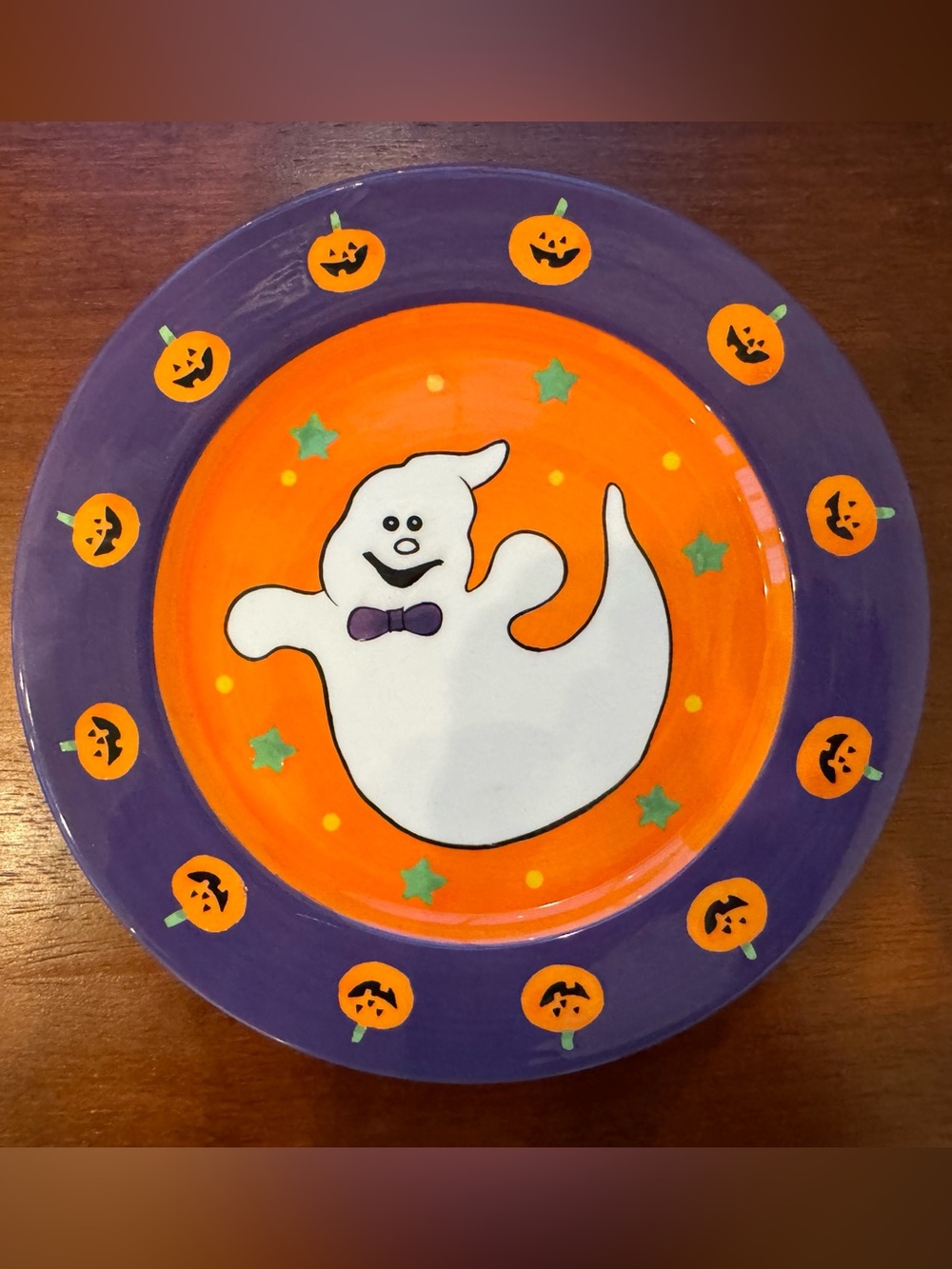Sonoma Home Goods Halloween Ghost & Pumpkin Holiday Plate